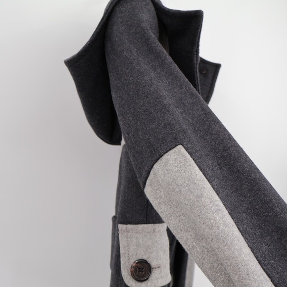 NWT J Crew Colorblock Duffle Coat Wool Black Gray Size 0 Nautical Boating Preppy - Picture 8 of 11